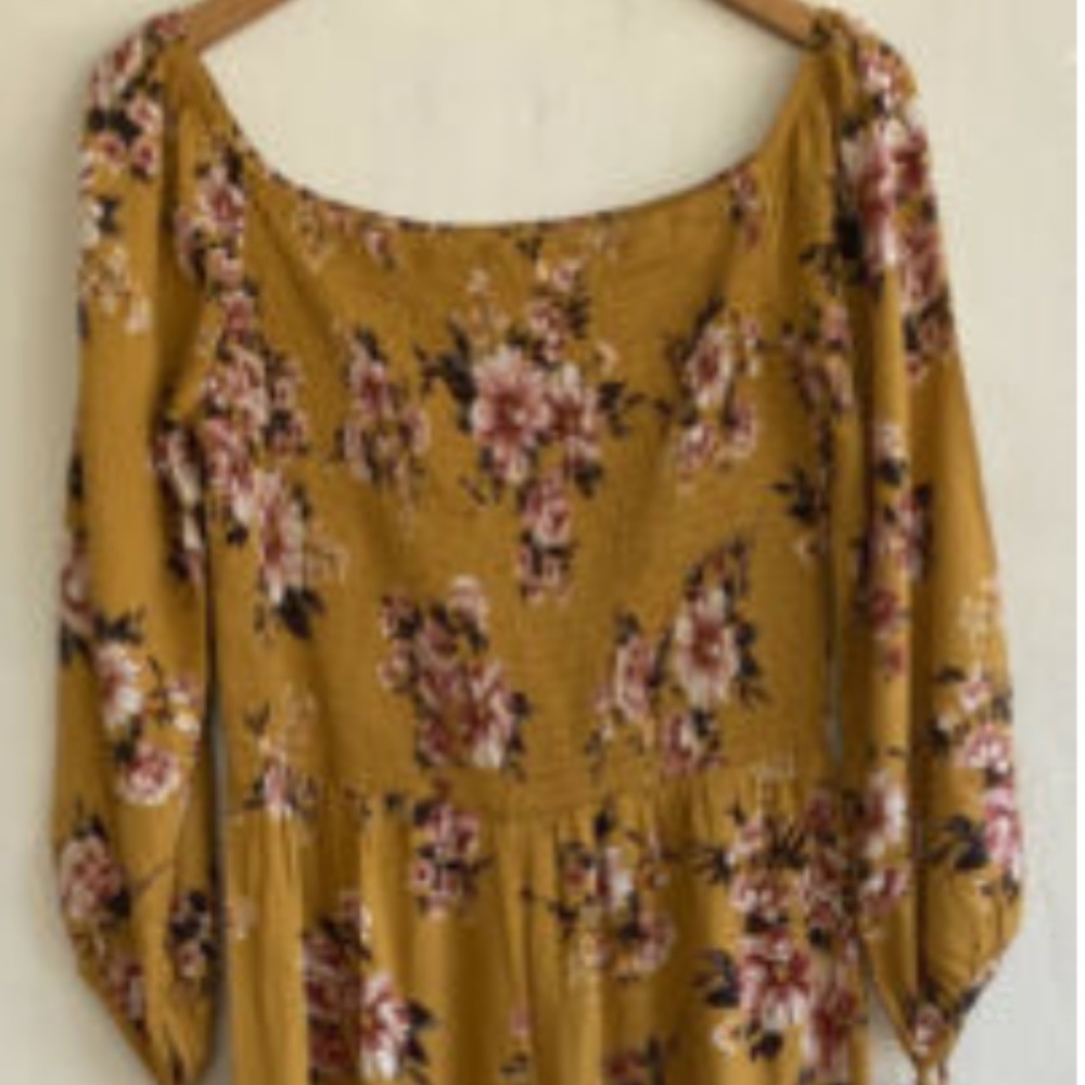 COPY - Xhilaration Women's Floral Off The Shoulder Jumpsuit Wide Leg Large Yell…